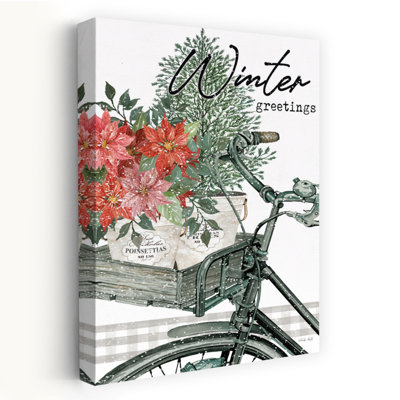 Art d'hiver contemporain poinsettia Winter Greetings