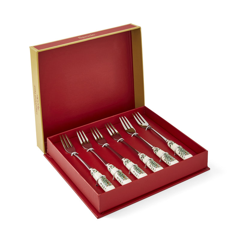 Spode Christmas Tree Pastry Forks 6"
