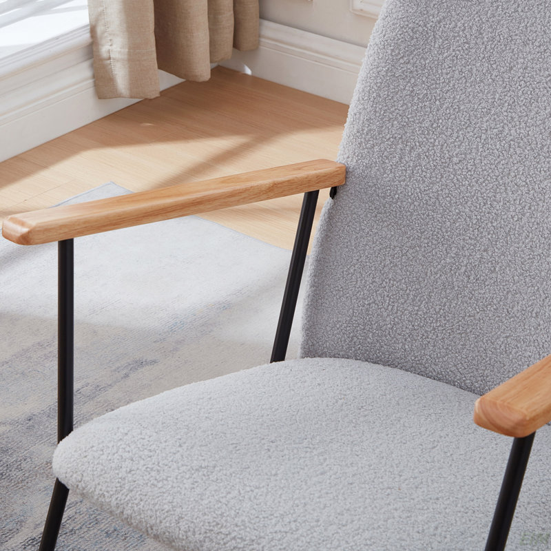 Chaise berçante, chaise d'appoint, chaise rembourrée avec dossier haut, Gris clair