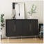 Buffet noir moderne avec rangement, grand buffet cannelé avec tablettes réglables, crédence, console d'appoint-563285163