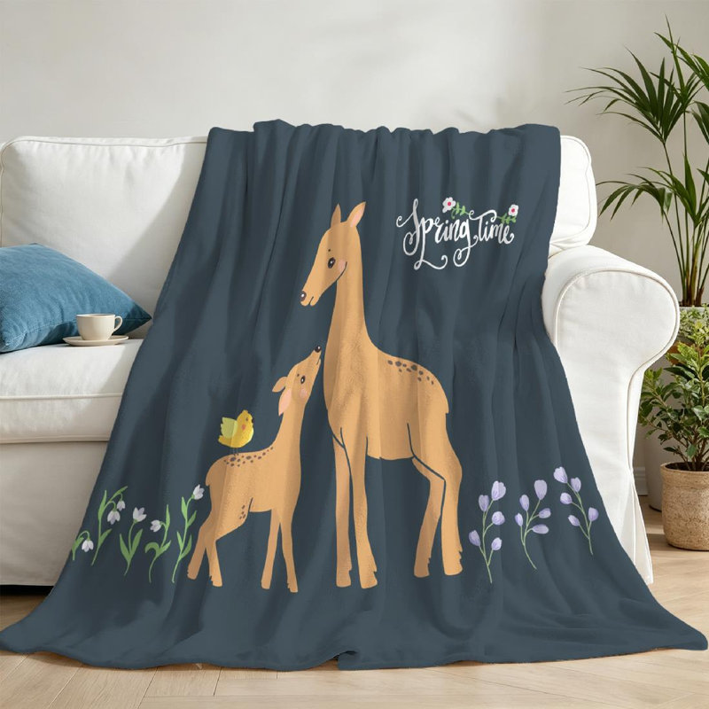 Jeté en molleton transparent ultra doux, mère de cerf mignonne et imprimé recto, Jeté 50 po x 60 po