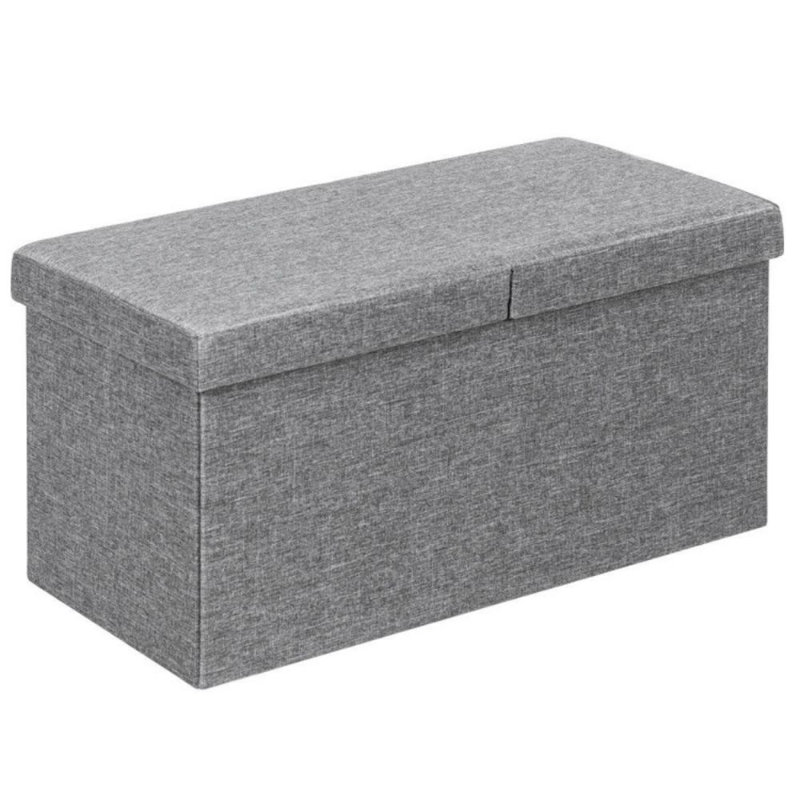 Mikell Upholstered Ottoman, Light Gray Polyester Blend