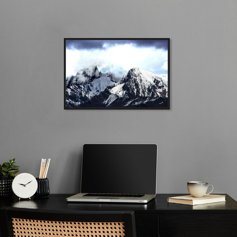 Les plus hautes montagnes, art mural rétro californien par Notoriart, H 11 po x l 16 po, Cadre noir
