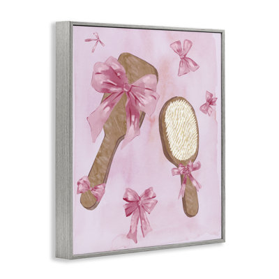 Lovely Pink Hairbrushes Framed Giclee, design by Ziwei Li