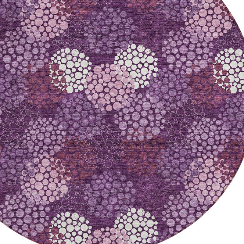 Tapis intérieur lavable à pois 8 po Lavande et ivoire 8 po