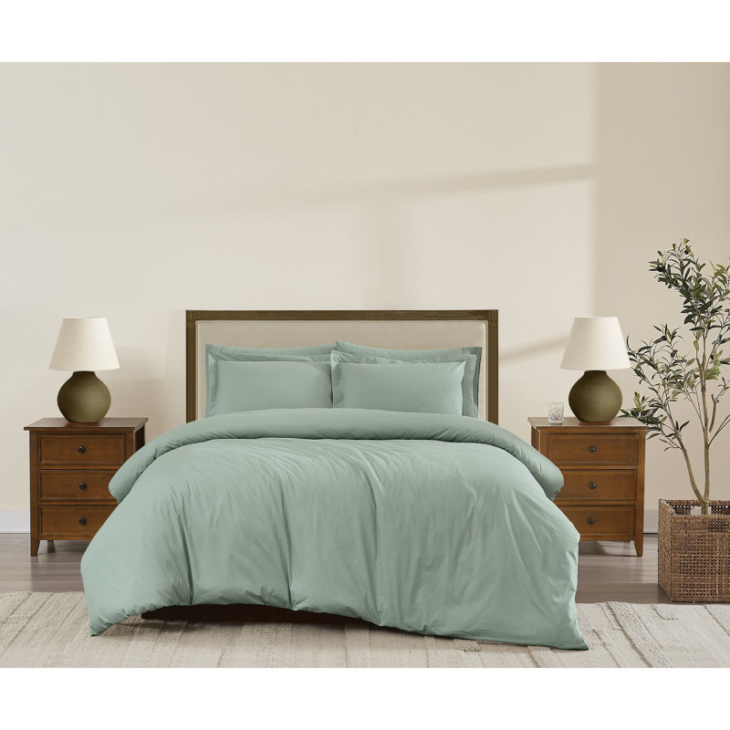 Ensembles de couette en coton Brooklyn Loom Classic, Housse de couette très grand et 2 très grandes t, Vert