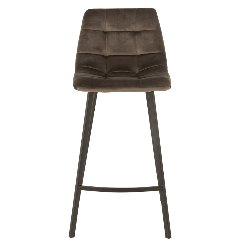 Gilbertson Upholstered Bar Stool with Steel Frame, Dark Grey