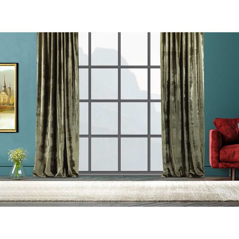 Room Darkening Single Curtain Panel, Light Green, 260cm Width x 265cm Drop