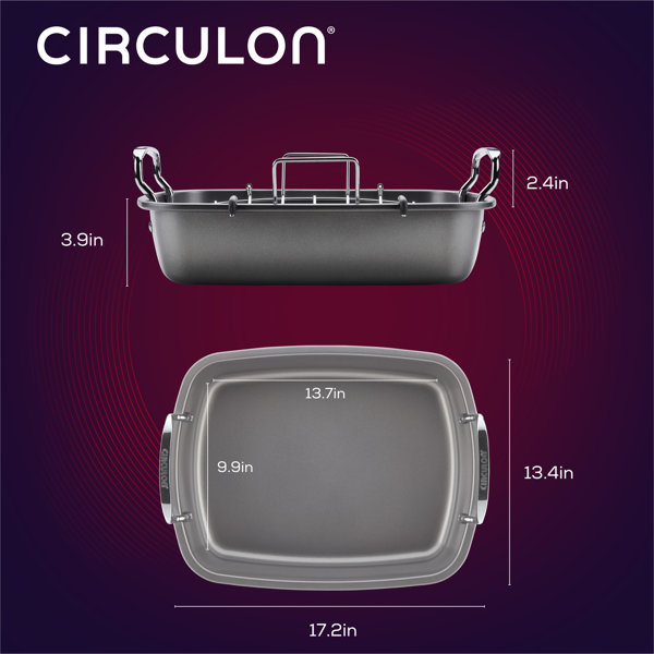 Circulon Total Bakeware Nonstick Roaster with Rack, 17-Inch x 13-Inch
