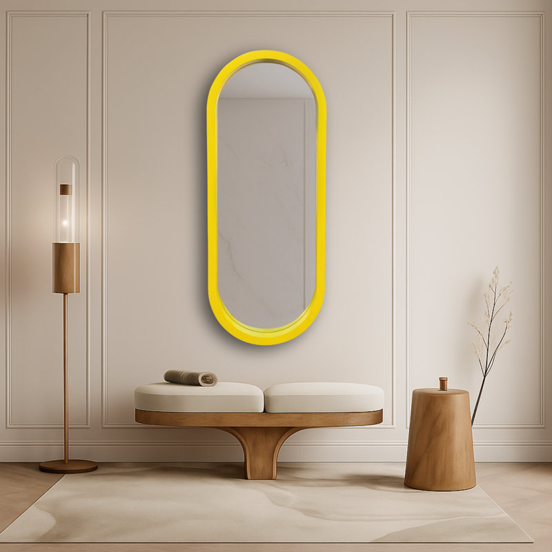 Grand miroir à pilules, Jaune, 59,1 po x 23,6 po
