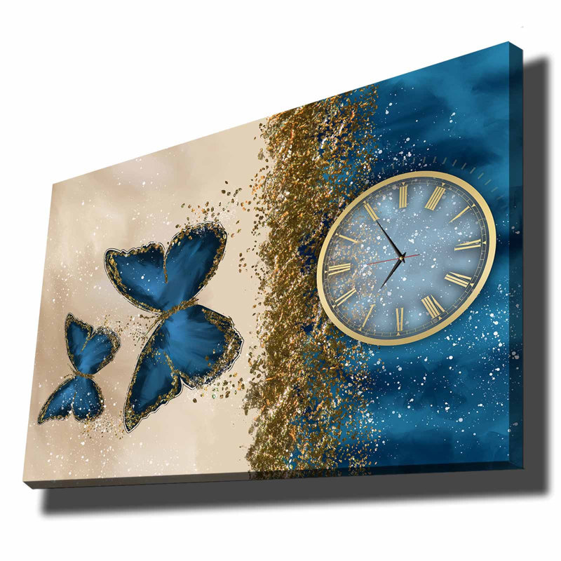 Horloge murale élégante en toile 27,6 po x 39,4 po | Toile 100% suède avec cadre 100% bois (épaisseur: 1,1 pouce) | Parfait pour la décoration intérieure, garde-temps élégant pour le salon et le bureau, design unique
