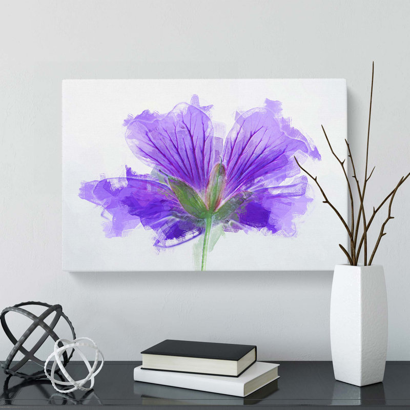 Purple Geranium Flower In Abstract - Wrapped Canvas, 35cm H x 50cm W x 3cm D
