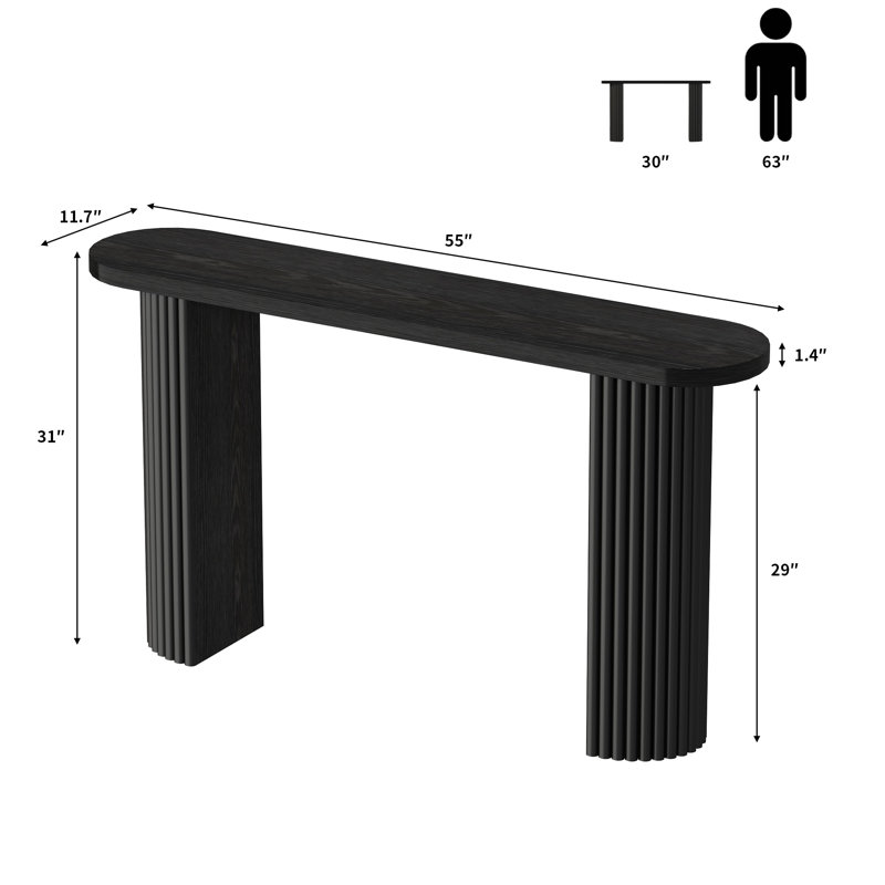 Console Gennari, H 31 po x l 55 po x P 11,7 po, Noir