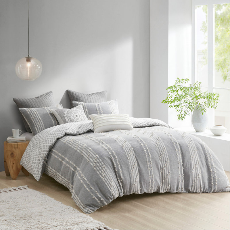 Ensemble complet de housse de couette en jacquard de coton 3 pièces avec conception réversible et certification Oeko-Tex pour le confort et le style
