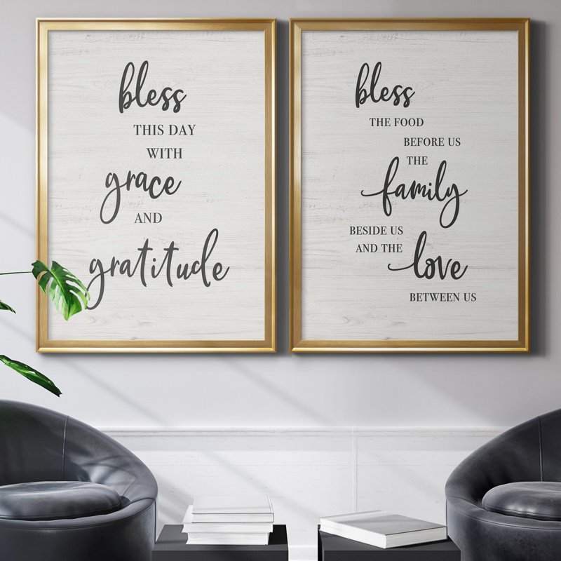 Bless This Day - Matted and Framed Under Acrylic Glass, Set of 2, Large Living Room Wall Art, 18.5" H x 49" W x 1.5" D