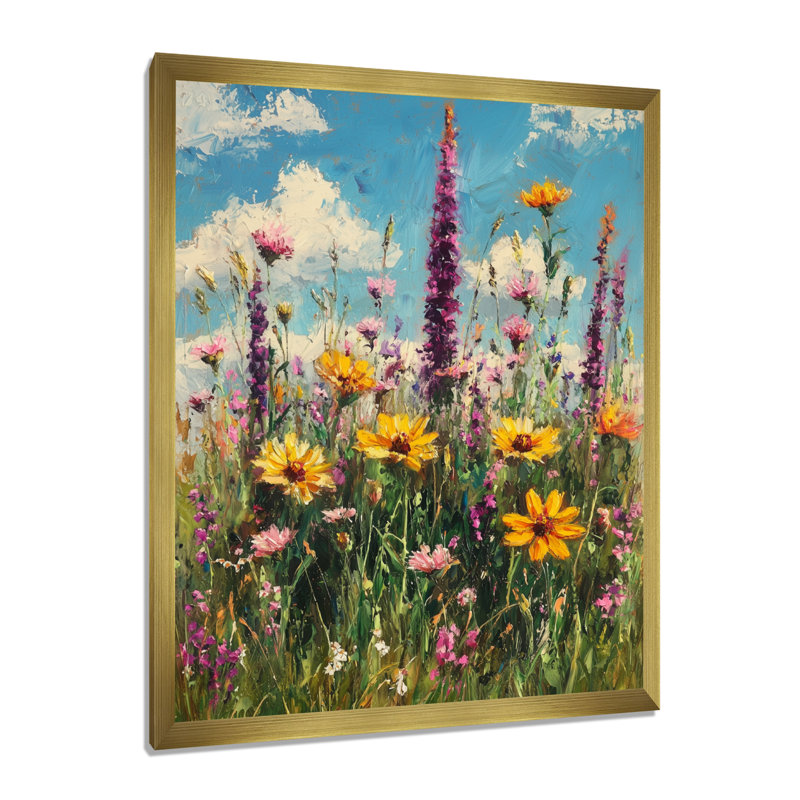 Barret - Floral Canvas Art Print, H 20 po x l 12 po, Reproduction encadrée sans passe-partout, Doré