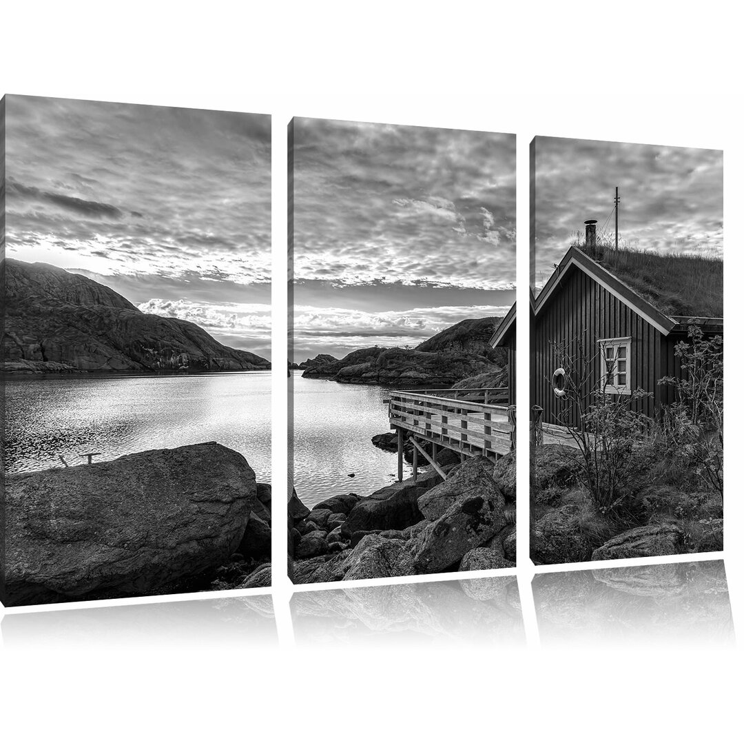 3-tlg. Leinwandbilder-Set „Sonnenaufgang am Fjord Norwegens“, Fotodruck