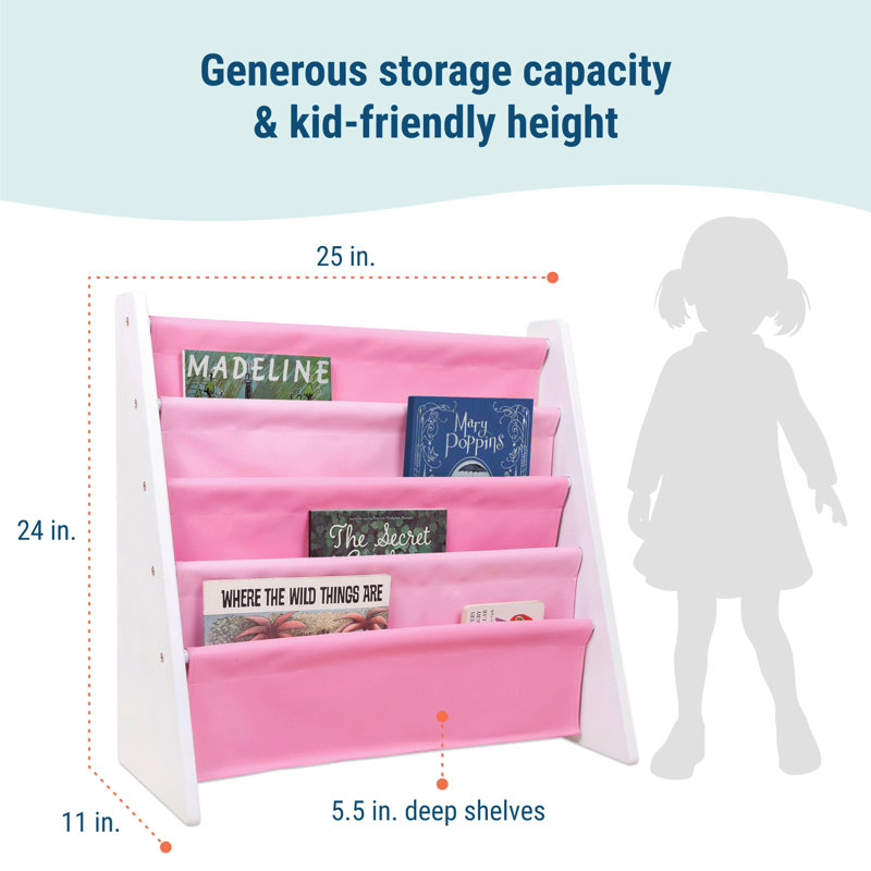 Bibliothèque pour enfants Wildkin en cuir végétalien Wilding, Blanc / Rose