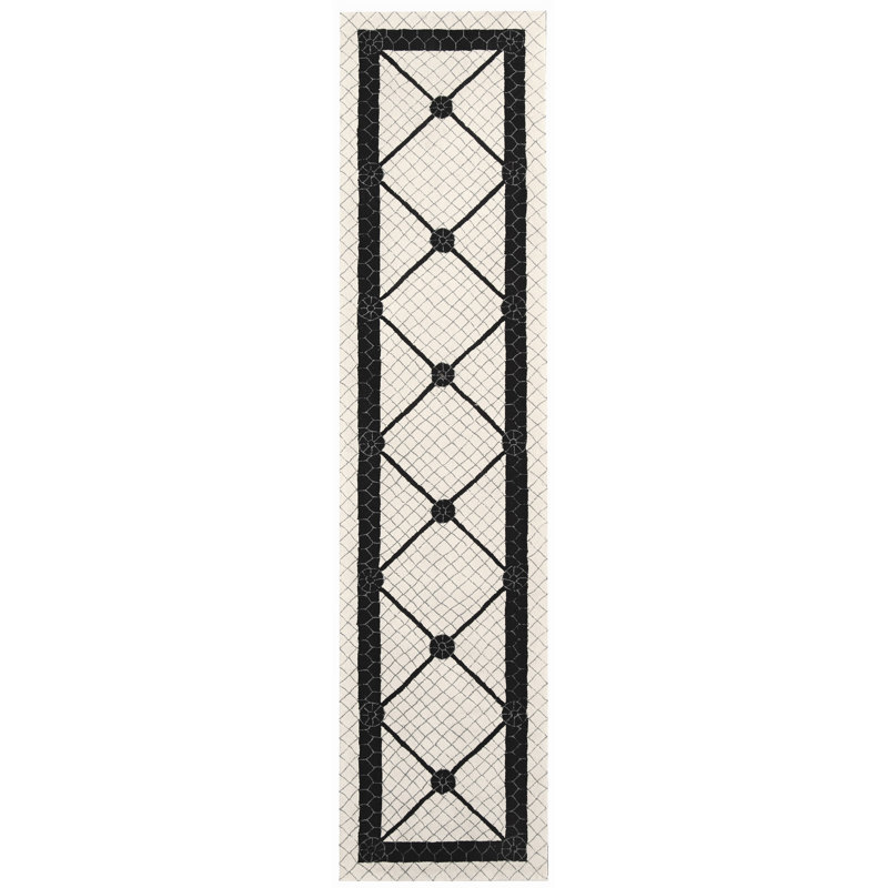 Wykoff Hand Hooked Cotton Pile Geometric Rug, Runner 2'3" x 10'
