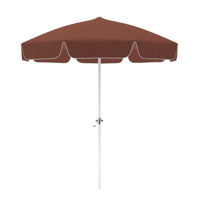 7.5' White Patio Umbrella With Fiberglass Ribs And Push Button Tilt In Henna Sunbrella