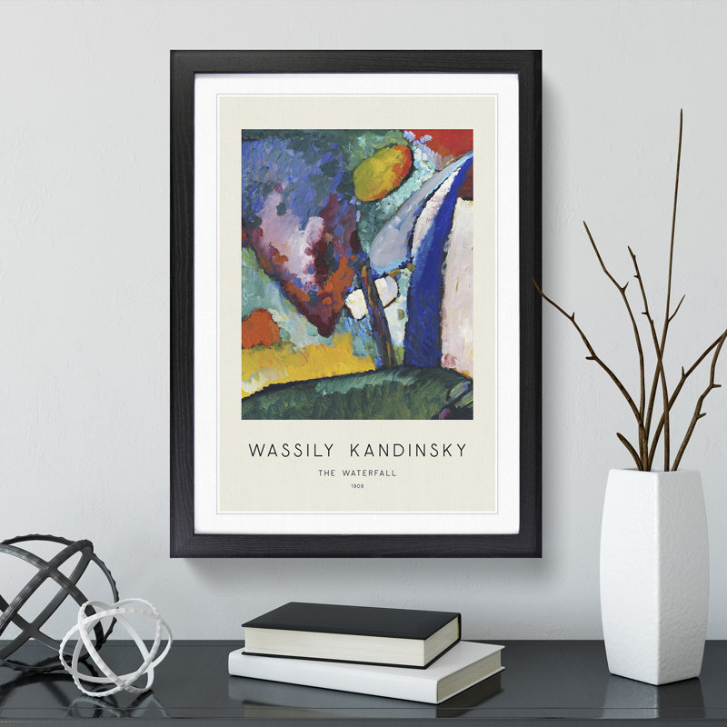 The Waterfall by Wassily Kandinsky - Picture Frame Painting, Black Framed, 48cm H x 36cm W x 2cm D