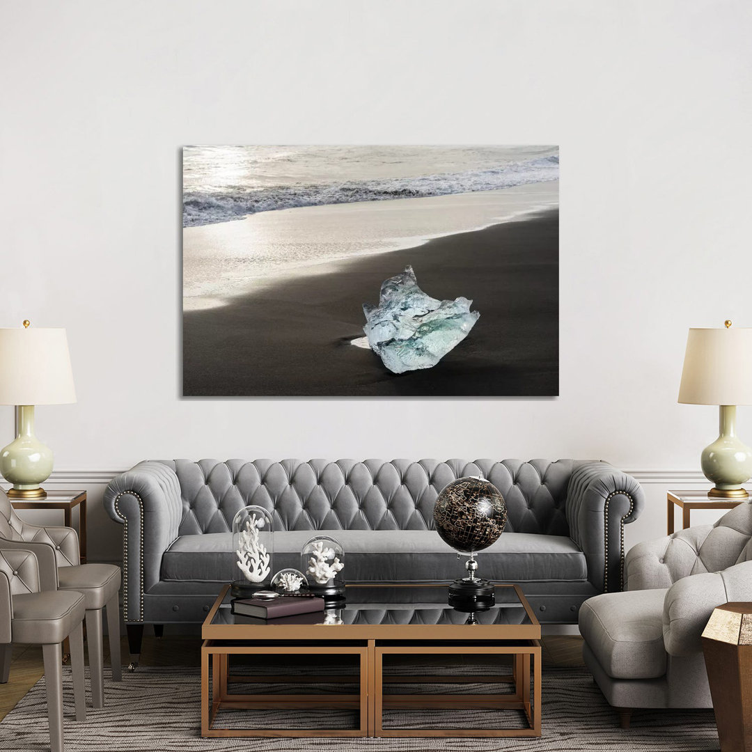 Icebergs On A Black Volcanic Beach V, Vatnajokull National Park, Iceland by Martin Zwick - Wrapped Canvas Print