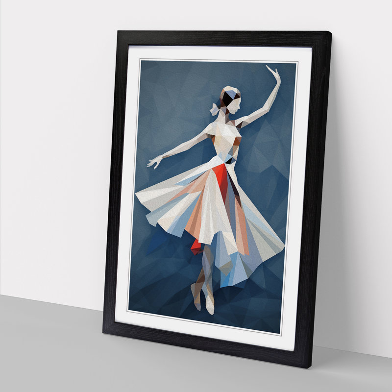 Ballet Dancer Geometric Art - Framed Print, Black Framed, 64cm H x 46cm W x 2cm D