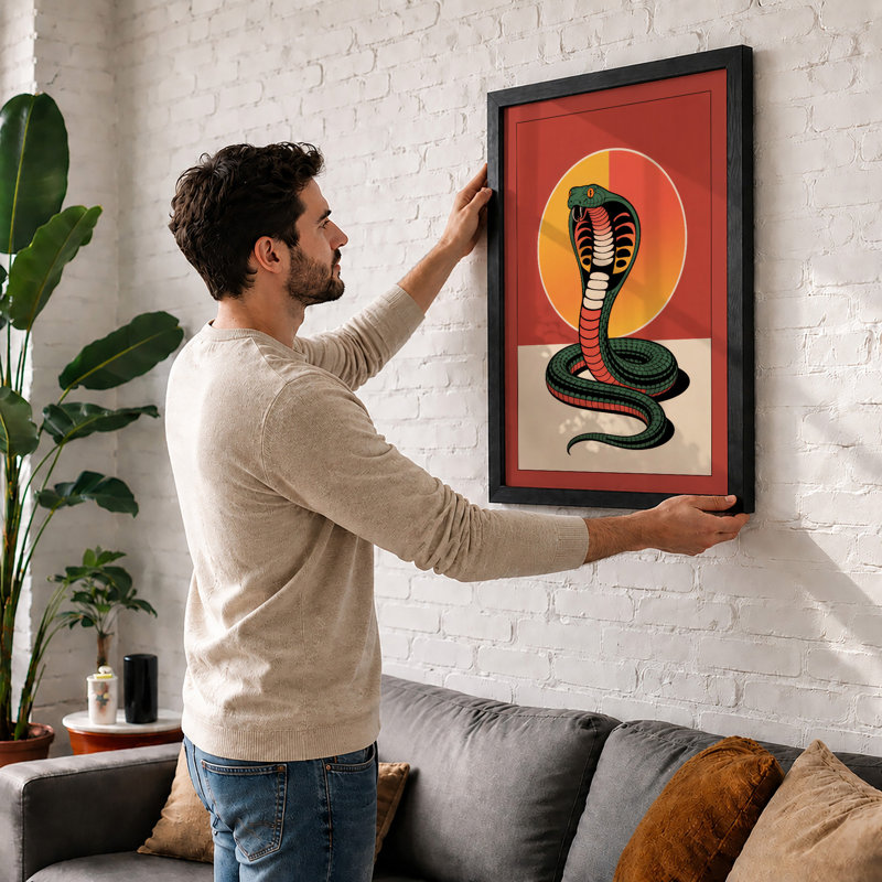 Cobra Hood Rising Graphic - Framed Print, Unframed, A4 - 29.7 x 21.0 cm