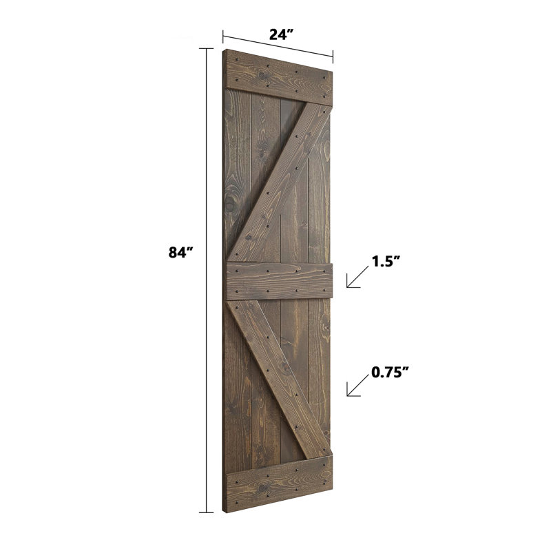 Porte de grange coulissante double K Series, 48 po x 84 po, Gris fumé