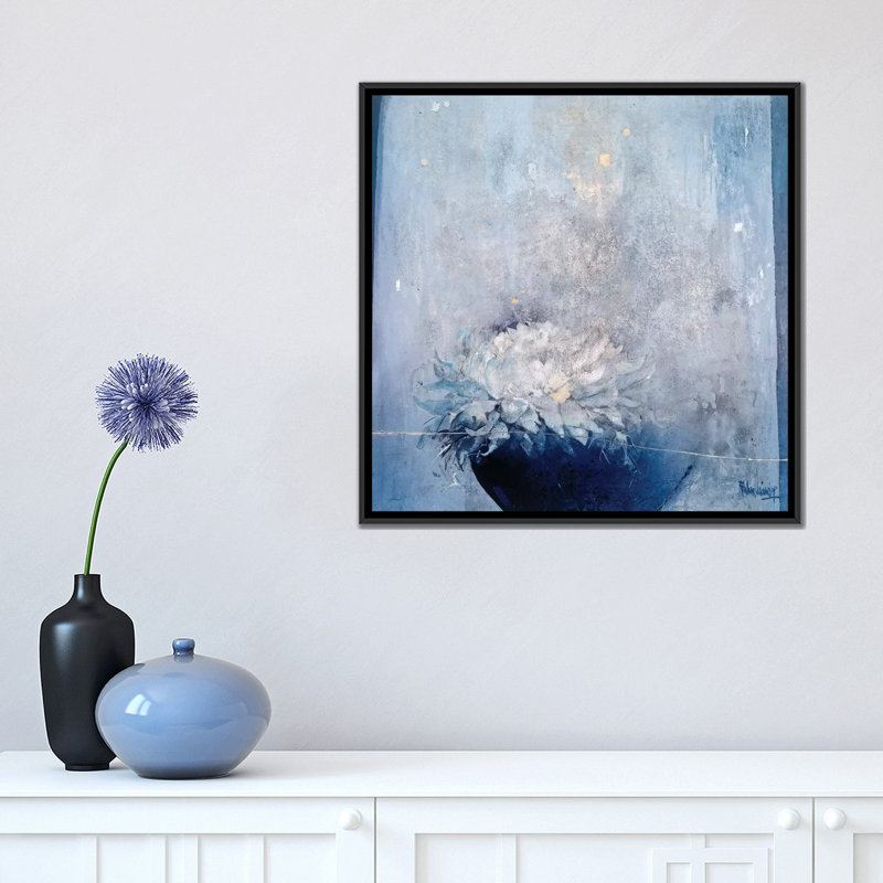 « blue magnificence ii », reproduction d’impression sur toile tendue, H 18 po x l 18 po x P 1,5 po, Toile avec cadre noir