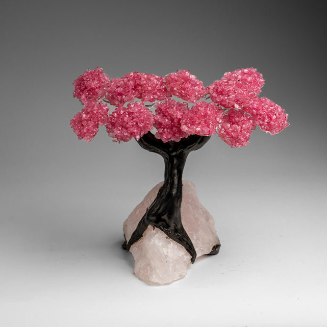 Custom - Genuine Rose Quartz Clustered Gemstone Tree On Rose Quartz Matrix (Unconditional Love Tree)