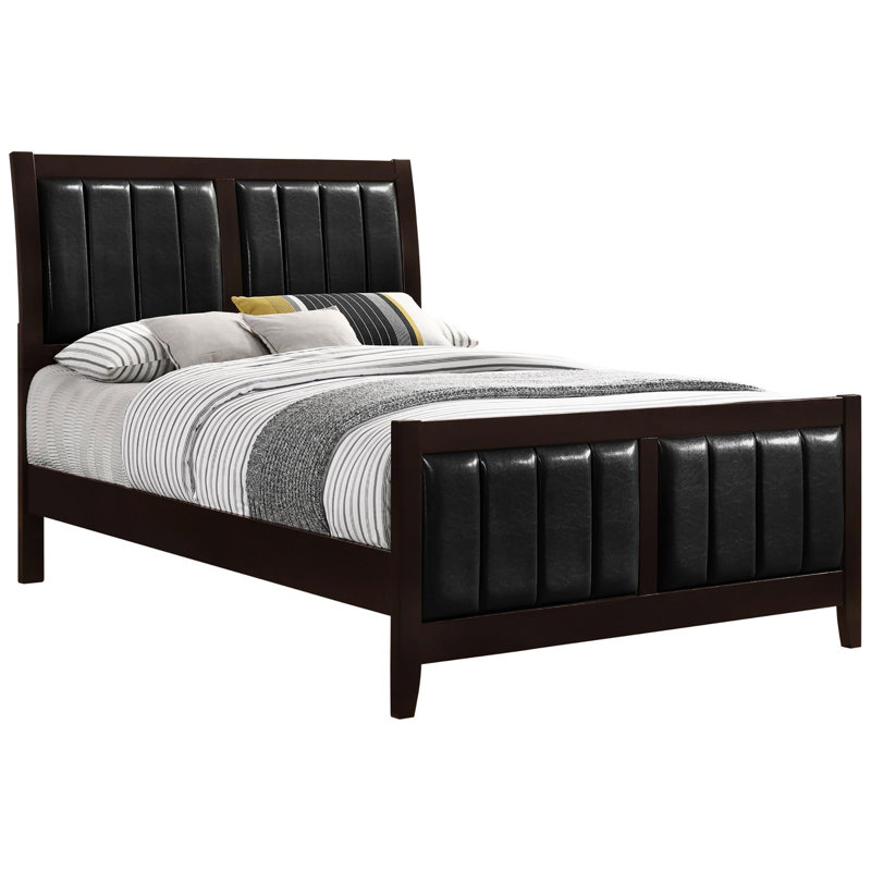 Grande chambre à coucher Cappuccino - Comprend un lit à panneau avec revêtement en similicuir noir avec finition cappuccino pour un intérieur élégant