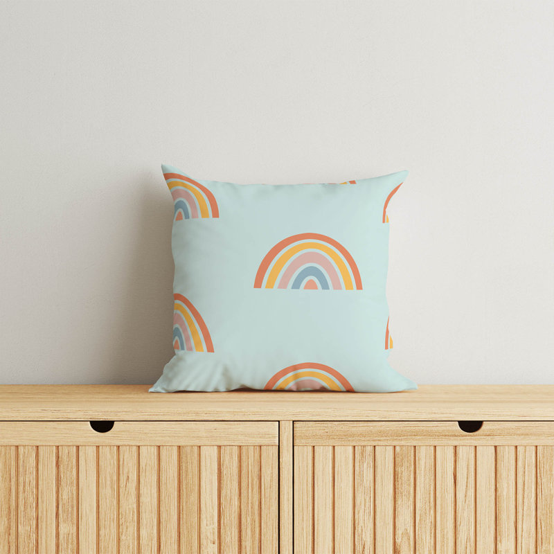 Coussin Plain Bows Match, Bleu clair multicolore, H 20 po x l 20 po