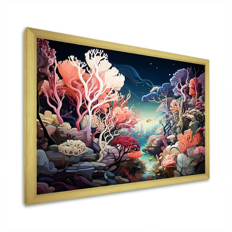 Coral World Expression I sur impression sur toile, H 30 po x l 40 po x P 1,5 po, Encadrement doré