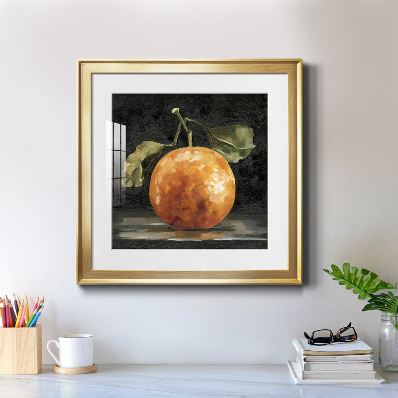7_Orange foncé Deux I-Premium, reproduction encadrée - prête à être accrochée, H 17,5 po x l 17,5 po x P 1,5 po, Blanc