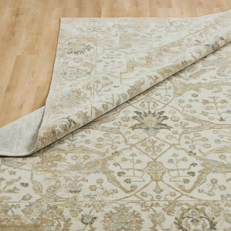 Wool Area Rug, Rectangle 7'6" x 9'6", Gold/Ivory