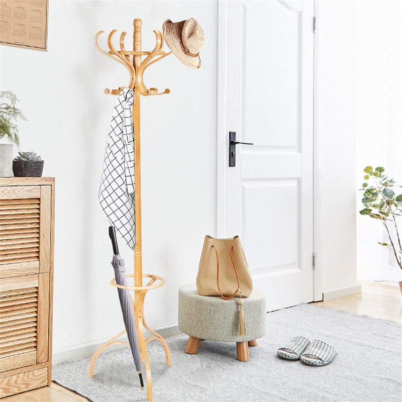 Bellview Solid Wood Freestanding Coat Rack, Oak