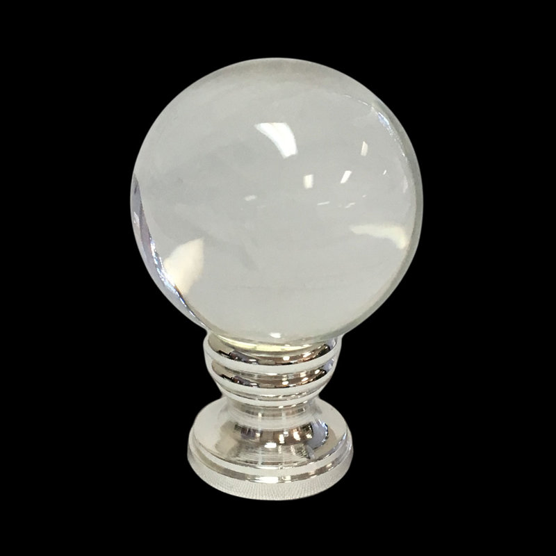 Faîteau de lampe boule de cristal, Base argent poli