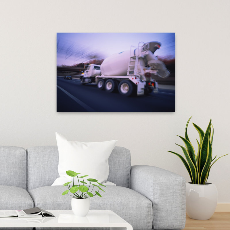 Cement truck on the road USA 1 Piece Wrapped Canvas Wall Art, 60.96 cm H x 91.44 cm W