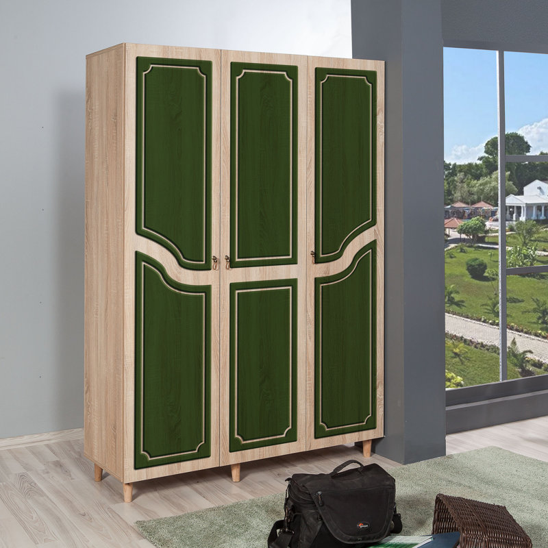 Rummel 3 Door Manufactured Wood Wardrobe, Green