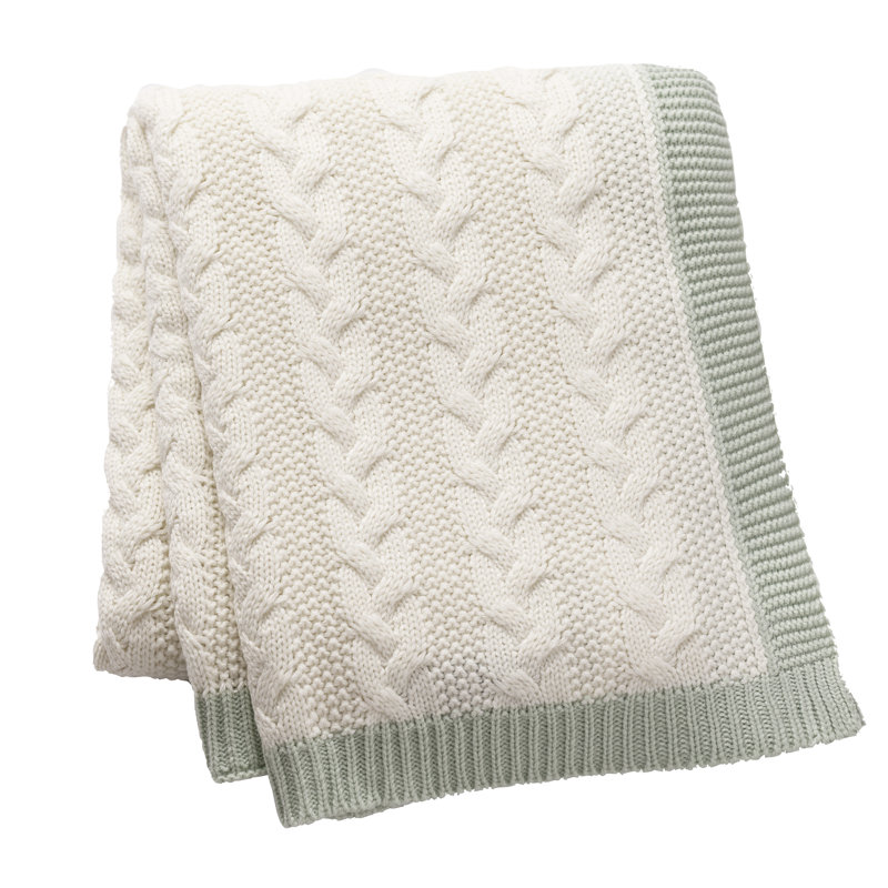 Cable Knit Throw Blanket, Off White