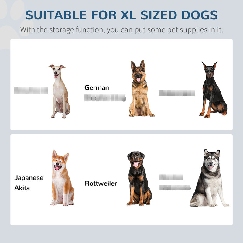 Large Dog Elevated Feeding Framework With 2 Stainless Steel Bowls, Grey - Improves Posture And Mobility, Easy To Transport, Has Storage Space For Pets Pet Structure Removable Minimizes Spine Strain,