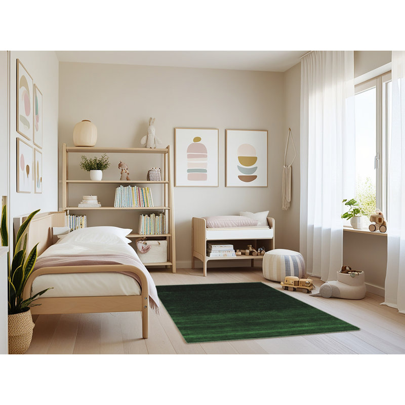 Tapis contemporains vert émeraude lavable à la machine 1779, Rectangle 4 pi x 6 pi