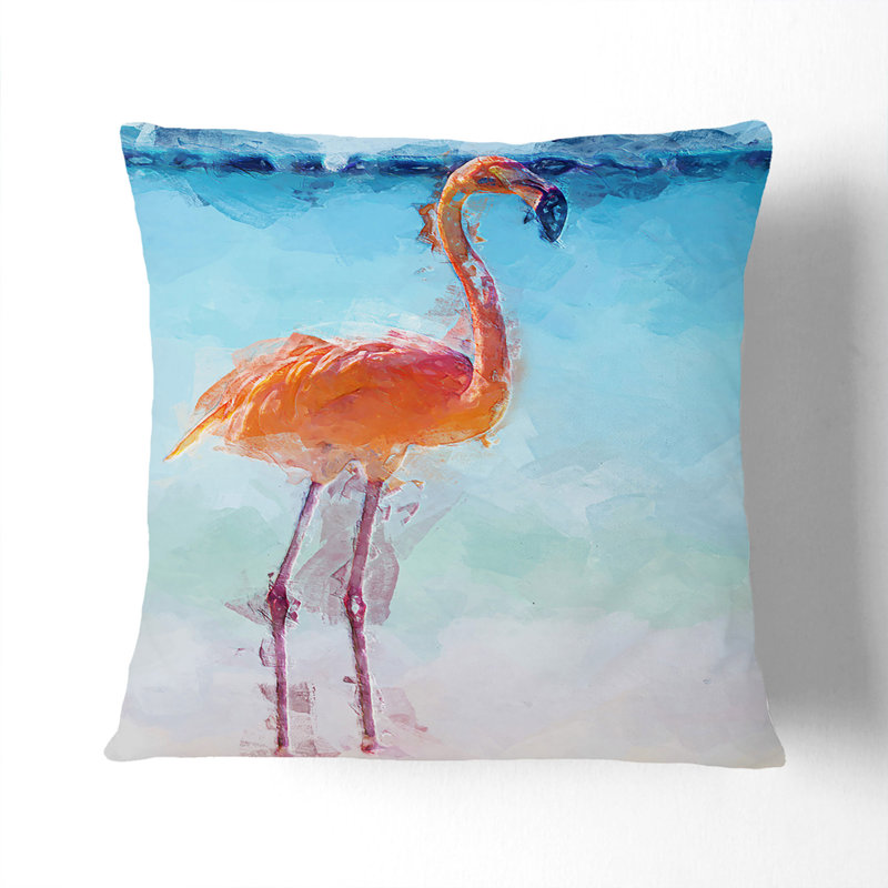 Lone Flamingo Cushion with Filling, Black, 40cm H x 40cm W x 15cm D