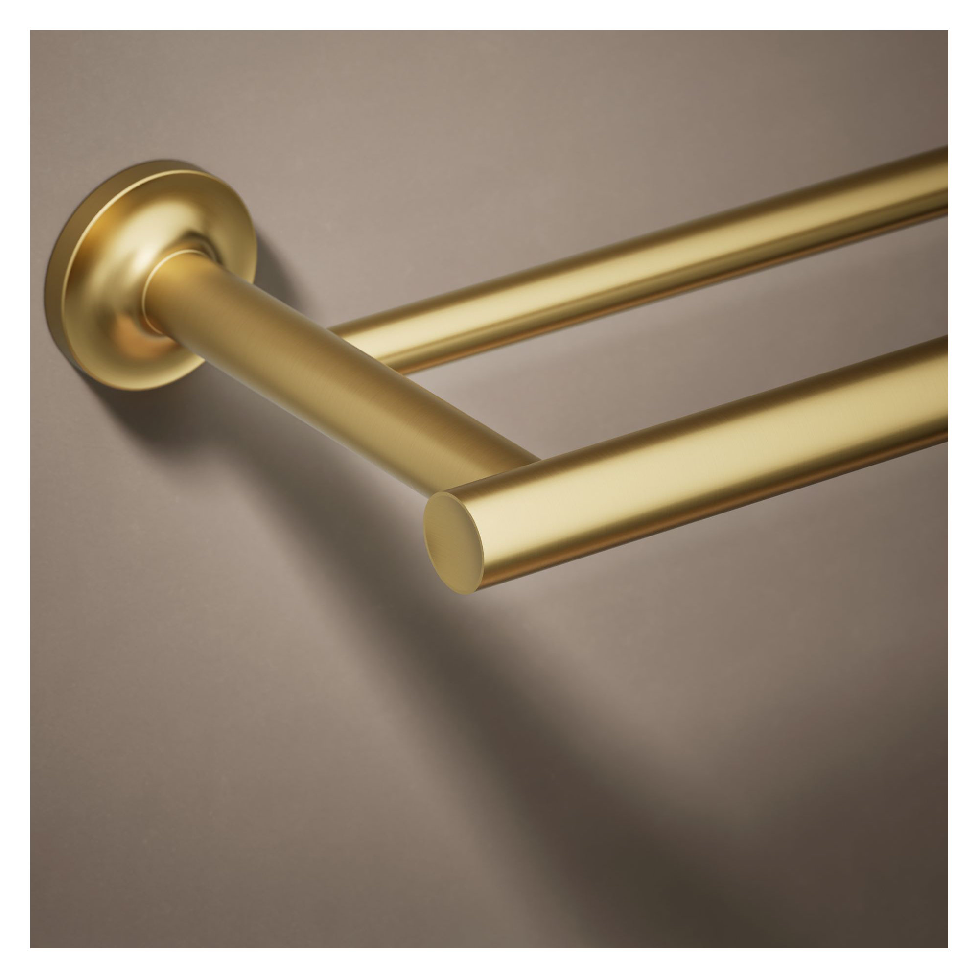 Purist Double 24" Wall Mounted Towel Bar, Vibrant Brushed Moderne Brass
