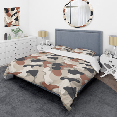 Trendy White Camouflage - Abstract Duvet Cover Set - Microfiber Polyester
