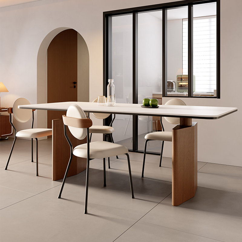 Modern fashion simple rectangular dining table set, 29.5"H x 70.9"L x 35.4"W