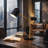 Modern Desk and Table Lamp - Black outer - White inner