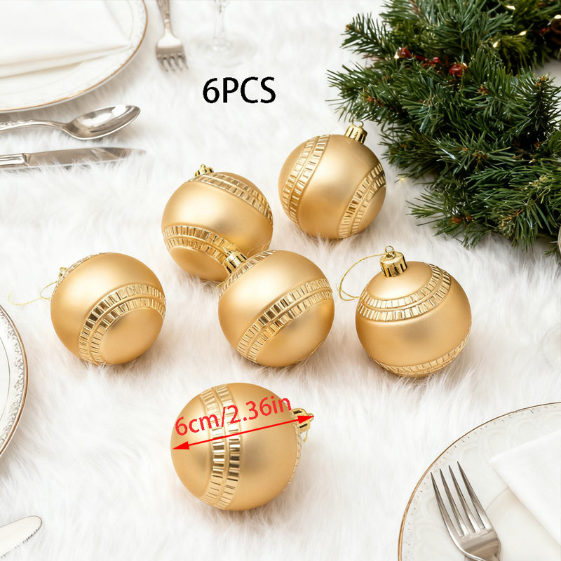 Ensemble de 6 élégantes boules de Noël de baseball dorées - décorations de Noël à thème sport de 6 cm pour la décoration des Fêtes