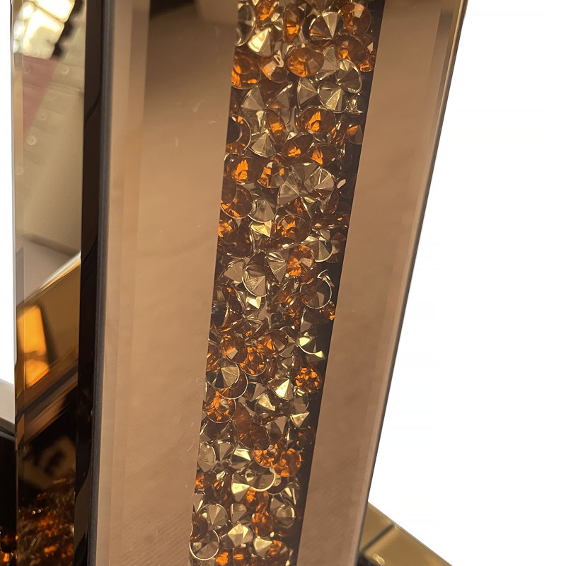 Console de vestibule moderne avec incrustation de diamant concassé et miroir en verre brun pour le vestibule, tables décoratives Glam pour le salon